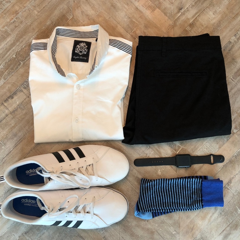 English Laundry Stretch Racing Stripe Collar